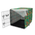 thumbnail image 3 of Colorful Dog Crate Cover, Doodle Style Flower Drawing with Stripes and Dots Cartoony Nature Design, Easy to Use Pet Kennel Cover for Medium Large Dogs, 35" x 23" x 27", Multicolor, by Ambesonne, 3 of 6