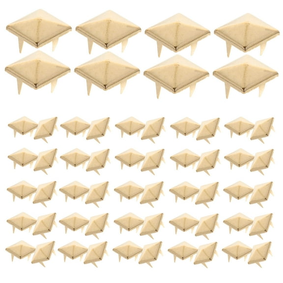 TAILTOSS 100Pcs Golden Square Metal Studs for Clothing Diy Enthusiasts Easy to Attach Decorative