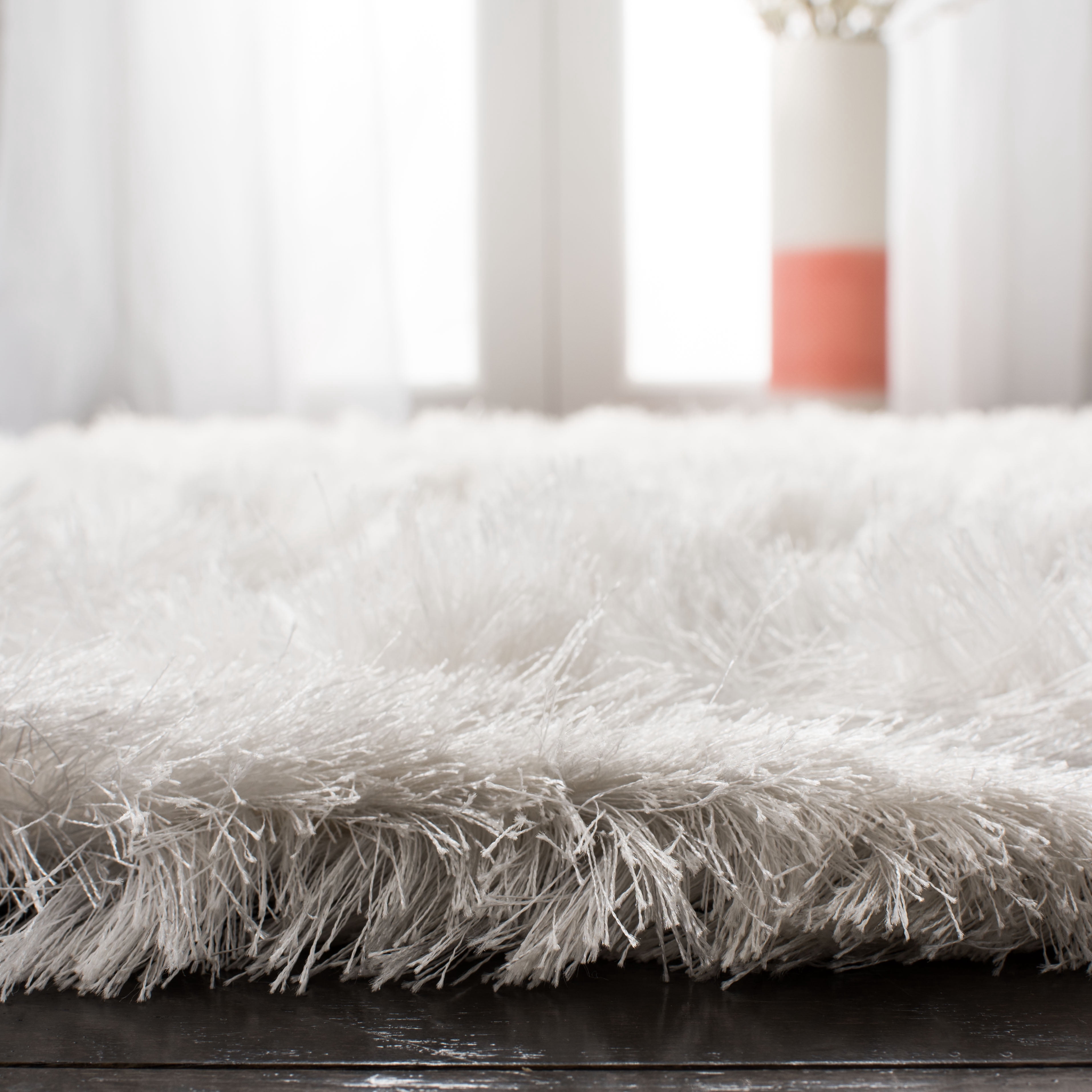 SAFAVIEH Ocean Amyas Solid Shag Area Rug, Ivory, 8' x 8' Square
