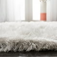 thumbnail image 4 of SAFAVIEH Ocean Trellis Solid Plush Polyester Shag Area Rug, Ivory, 2' x 3', 4 of 9