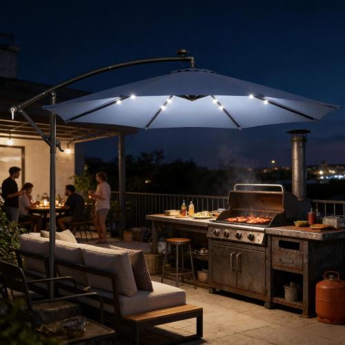 Parasol d'Extérieur Élégant, Parasol de Piscine, Parasol de Patio à Levier
