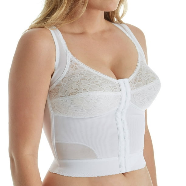 Women's Carnival 755 Front Close Longline with Back Support Bra (White 38B)  