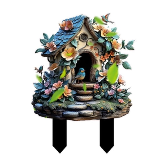 Artificial Flowers for Outdoors Fake Plants Summer Decor, Blossoming Flowers 2D Flat Acrylic Ground Insert Garden Pile Garden Potted Decoration Ground for Home Porch
