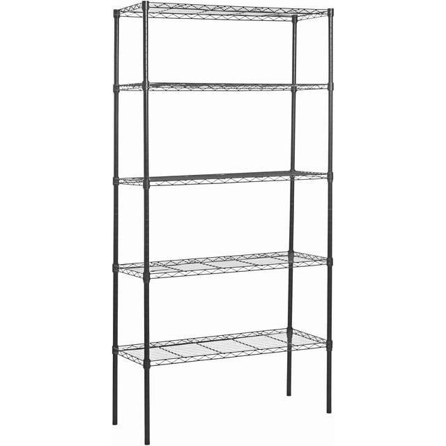 Unité d'Étagères à 5 Niveaux, Étagère de Rangement de Garage, Rack en Métal Homologué NSF 36 Pouces*14 Pouces*72 Pouces, Étagères en Métal Robustes, Étagère Grillagée à Hauteur Réglable, Étagère à Niveaux pour Cuisine, Salle de Bain, Garde-Manger (Noir)