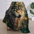 thumbnail image 2 of Majestic Wolf Floral Blanket Gifts for Women, Nature Lover Flannel Blanket, Soft Warm Lightweight Throw Blankets for Bed Couch Home Travel Wolf Decor 40" x 50", 2 of 6