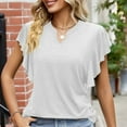 thumbnail image 6 of WIZUTIZ Tops for Women Sales Trendy Summer-Beach Vintage Lightweight Tshirt Short Sleeve Cotton Linen V-Neck Tee Cozy Style Solid Shirts Plus Fashion Tshirts Plus Size Ladies Tops T-shirt, 6 of 6
