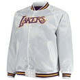 thumbnail image 2 of Men's Mitchell & Ness White Los Angeles Lakers Big & Tall Hardwood Classics Raglan Satin Full-Snap Jacket, 2 of 4