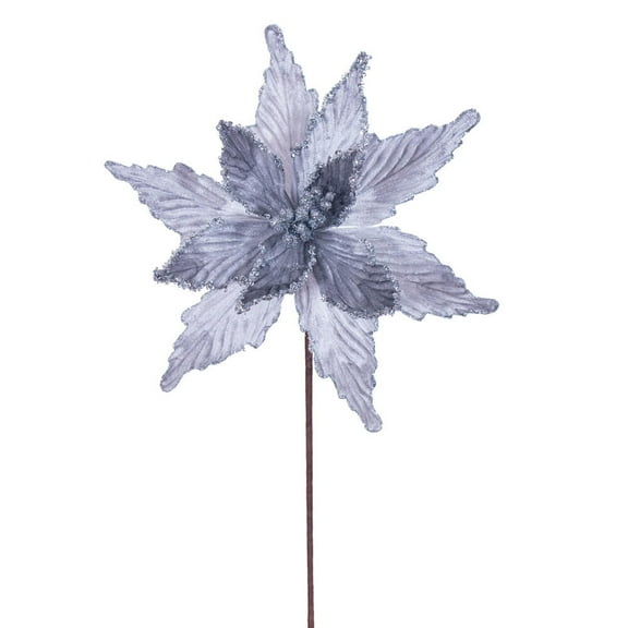 21.5" Silver Poinsettia 12" Flower 6/Bag