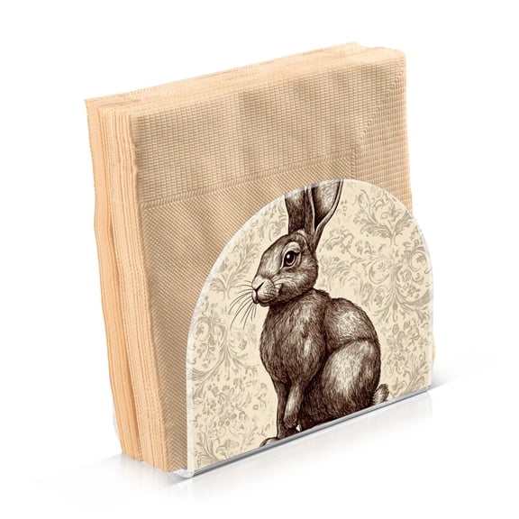 Dailycode Napkin Holder for Table Acrylic Kitchen Paper Tissue Dispenser, Vintage Easter Bunny