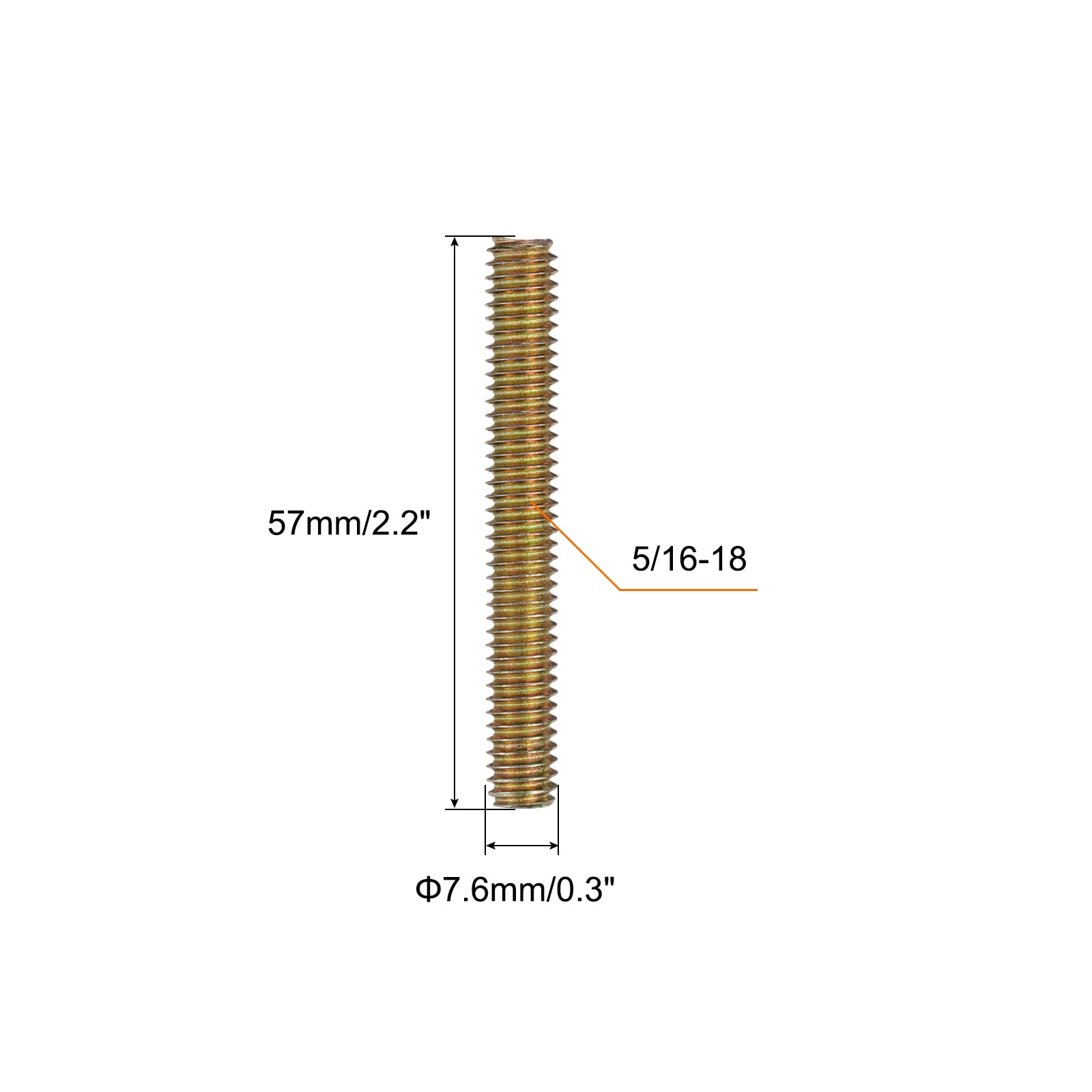 Uxcell 60pcs Fully Threaded Rods 5/16 x 2-1/4 Inch for Mounting Assembly Fastening, Colorful Zinc