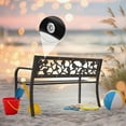 thumbnail image 5 of Zimtown 50in Outdoor Metal Patio Bench, Cast Iron Frame with PVC Rose Backrest and Curved Seat for Garden, Porch, Entryway, Black, 5 of 11