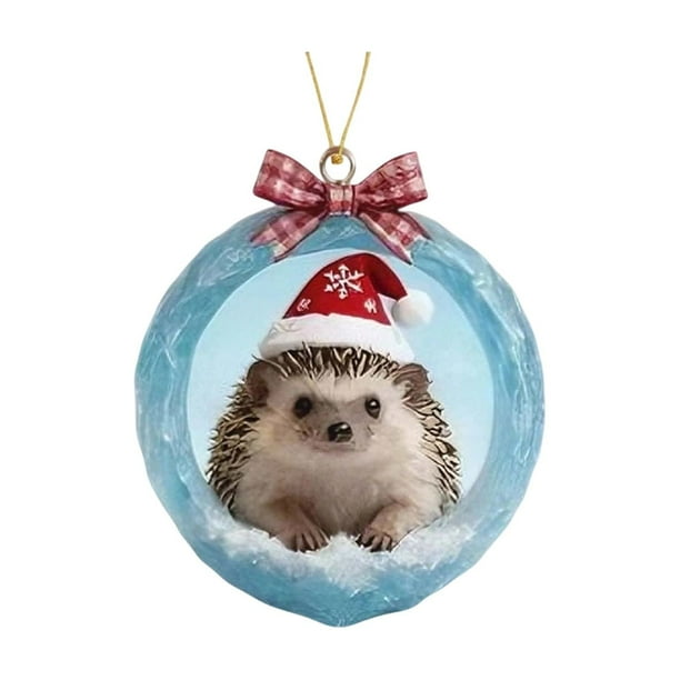 Adorno de cueva de cristal de hielo | Decoración de animales del bosque invernal | Adorno de árbol de Navidad acrílico 2D con detalles de copos de nieve para decoración navideña | Juego de 1