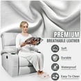 thumbnail image 6 of Rocking Recliner Chair, Massage Rocker Recliner Chair with Vibration Massage and Heat, USB and Type-C Ports,360° Swivel Faux Leather Chairs, Living Room, Bedroom, Nursery, RV, Light Grey, 6 of 8