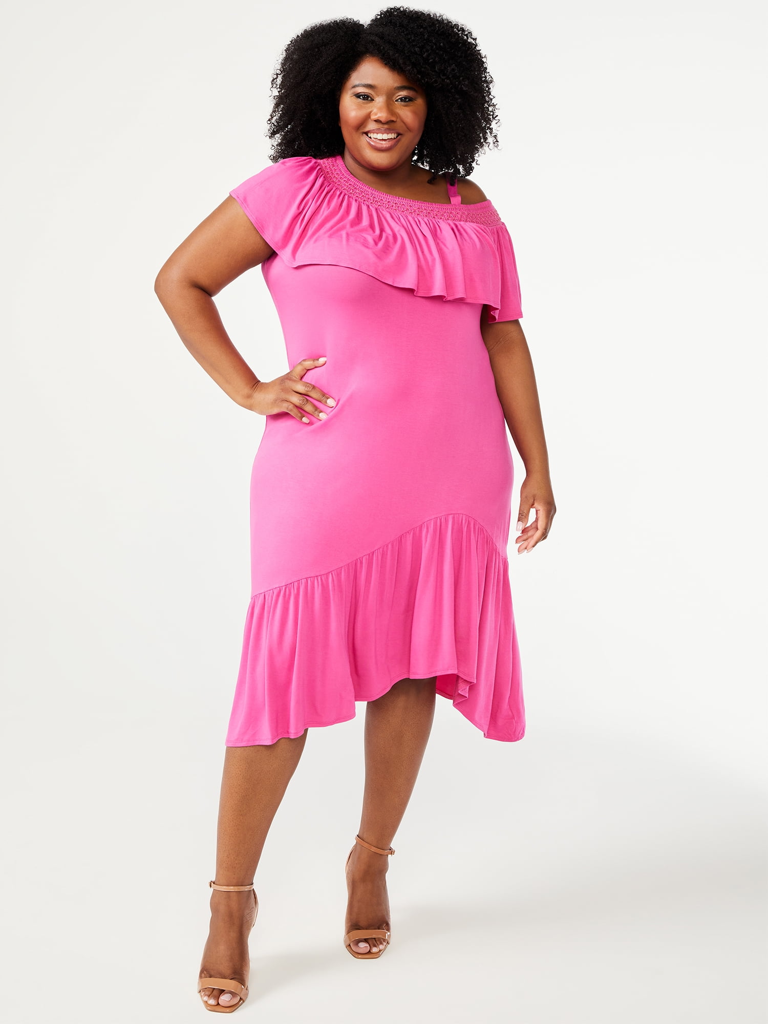 Plus Size One Shoulder Dress