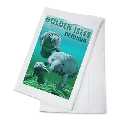 

Golden Isles Georgia Manatees (100% Cotton Tea Towel Decorative Hand Towel Kitchen and Home)
