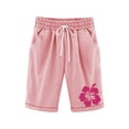 thumbnail image 4 of RUTAYY Children Girls Knee Length Shorts floral Printed Solid Color Pants Have Elastic Waist with Drawstring Pockets Casual Daily Wear fun & Vibrant Designs, 4 of 4