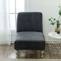 XmhyTop Armless Chair Cover,Stretch Removable Non-Slip Chair Cover for Accent Chair Without Arms Furniture Protector for Living Dining Room (Dark Grey)
