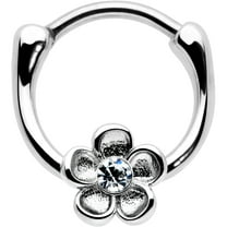 Body Candy 16G 316L Steel Septum Jewelry Clear Sweetheart Flower Daith Tragus Cartilage Clicker 8mm