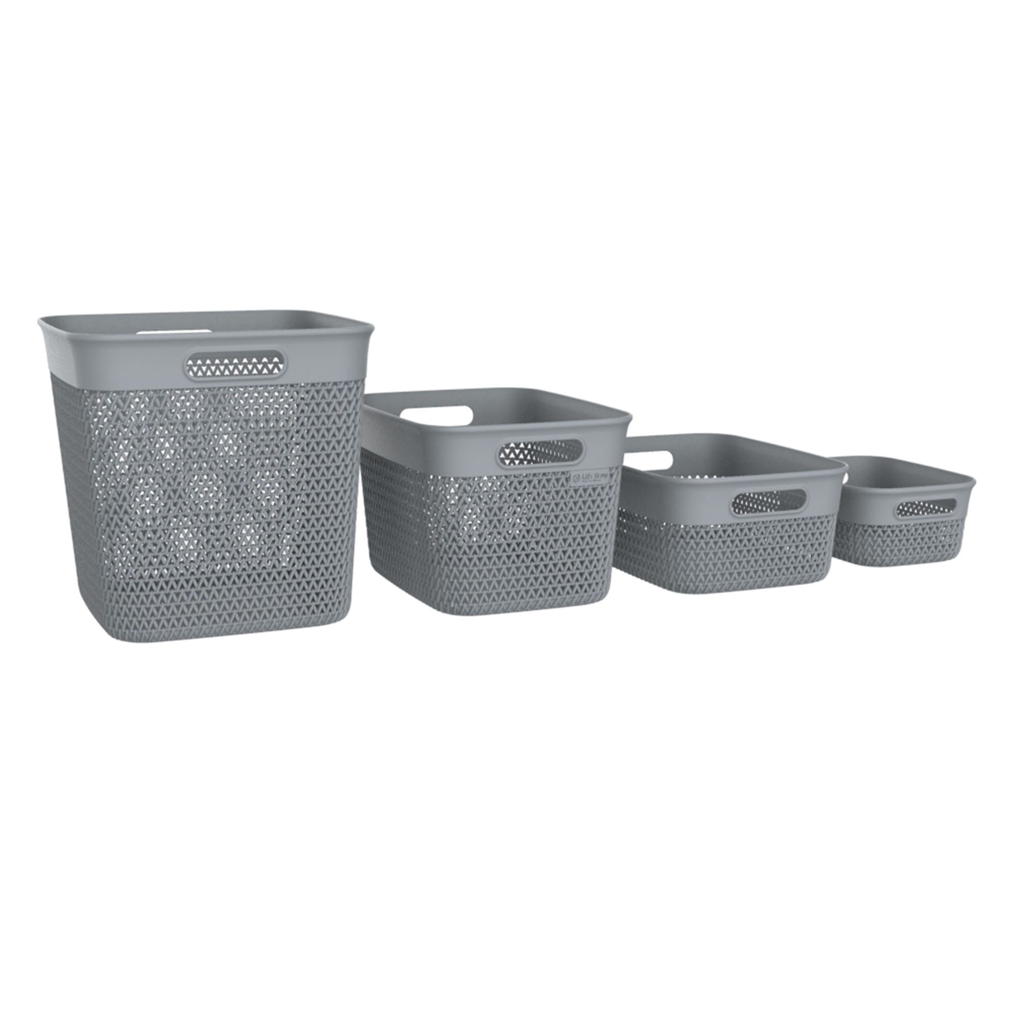Life Story 10 Quart Decorative Storage Basket, Medium Plastic Home Organizer, Gray