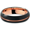 thumbnail image 2 of P. Manoukian Tungsten Wedding Band Ring 4mm for Men Women Black & 18K Rose Gold Plated Offset Line Dome Brushed Polished Lifetime Guarantee Size 12.5, 2 of 4