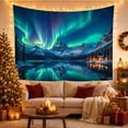 thumbnail image 3 of Framed Cute Animals with Nocturnal Display Aurora Borealis, Mystical Fantasy for Space Lovers, Galaxy Room Decor, Christmas Gift, Tapestry Wall Hanging for Bedroom and Dorm, 3 of 7