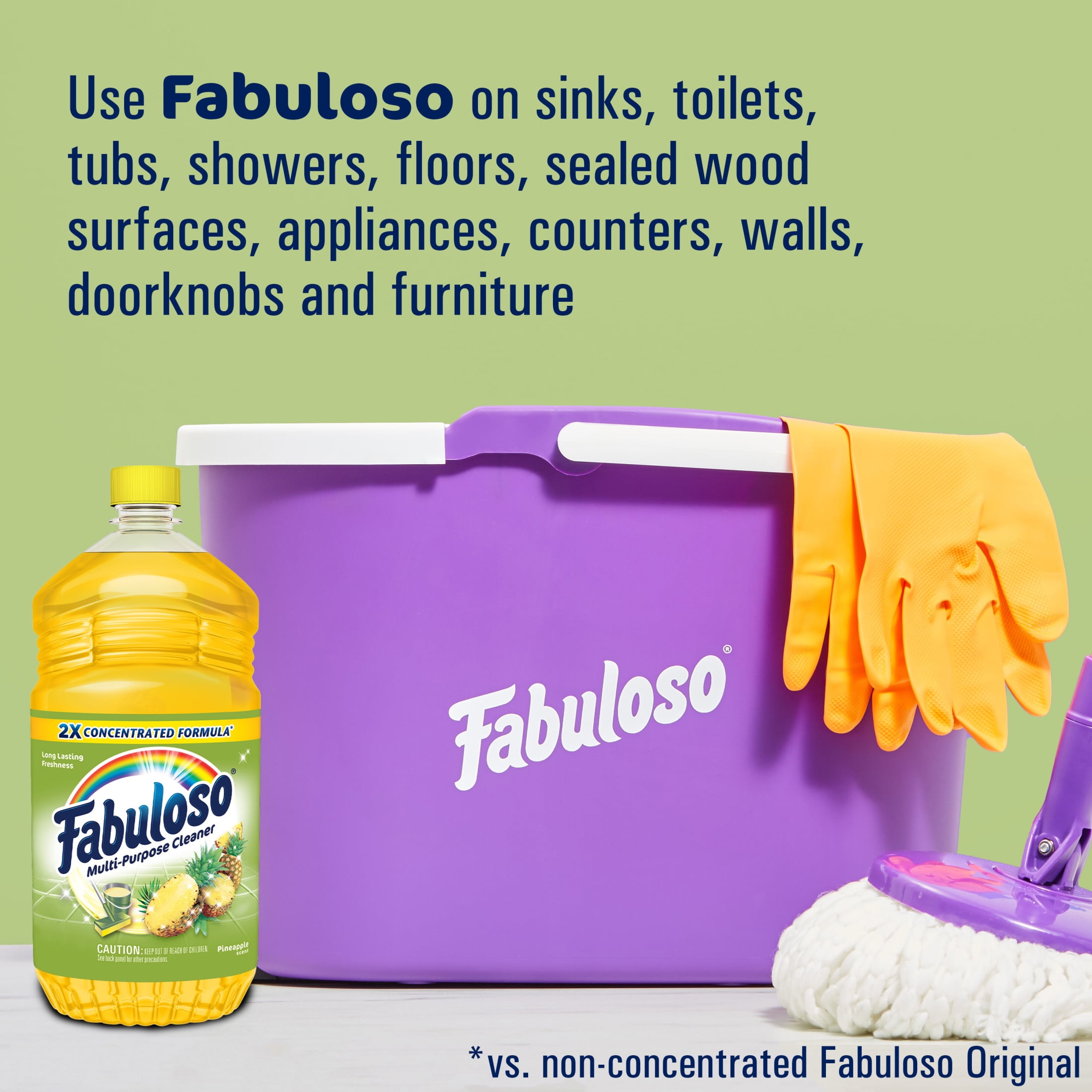 Fabuloso Multi-Purpose Cleaner, 2X Concentrated Formula, Floor Cleaner, Pineapple Scent, 56 fl oz