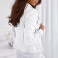 thumbnail image 4 of Pumxq Womens Faux Suede Jackets Long Sleeve Casual Cropped Zipper Biker Moto Jacket Fall Winter Outfits White L, 4 of 7
