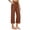 Coffee, variant on Womens Summer Fashion Essentials Clothes Women's Casual Solid Color Cotton and Linen Three Quarter High Waisted Casual Pants Casual Pants for Women
