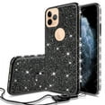 thumbnail image 2 of For Apple iPhone 13 Pro Ring Kickstand Glitter Cute Bling Cover for Girls Women Diamond Sparkly Compatible Case for iPhone 13 Pro - Black, 2 of 5