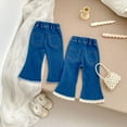 thumbnail image 5 of Baby Girls Flare Jeans Elastic Waist Denim Pants Infant Spring Casual Loose Long Trousers Newborn Girl's Fashion Clothes, Blue, 1 Years, 5 of 6