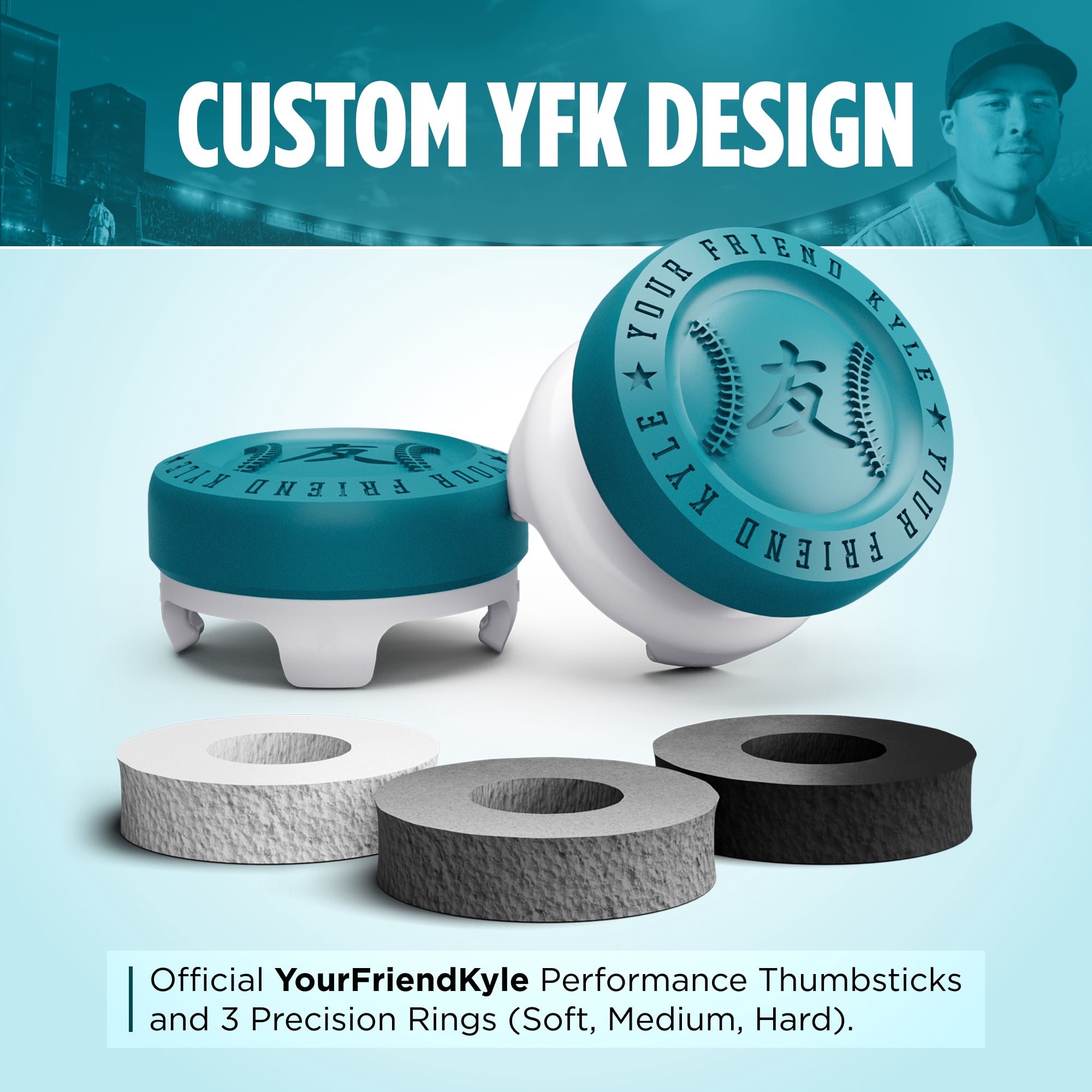 KontrolFreek Precision Sports Baseball Kit – YourFriendKyle (YFK) Edition - Xbox One & Xbox Series X Controller - Blue and White