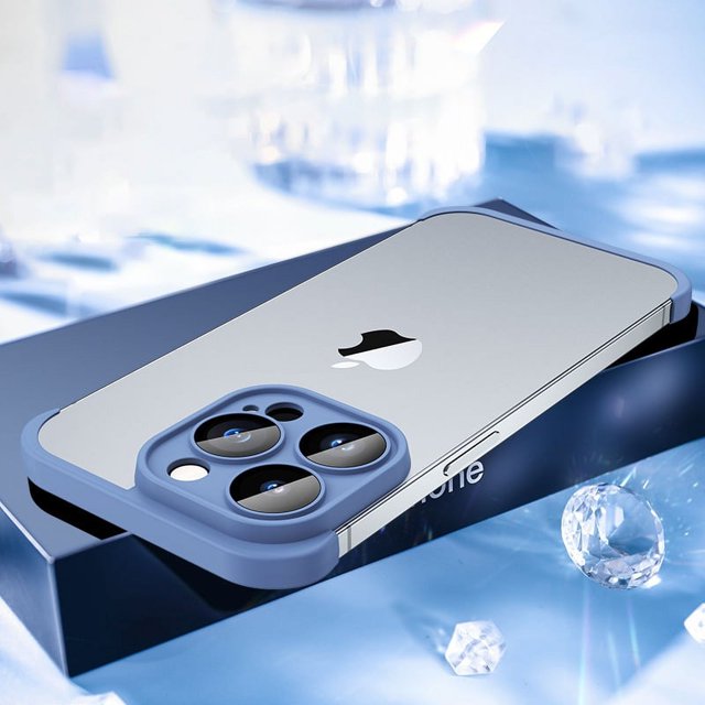 Camera Lens & Fame Protector for iPhone 16 14 13 15 12 Pro Max 14pro max 13pro Case Cover Real Bare Cell Phone TPU Corner Pad Blue For iPhone 15 Pro Max