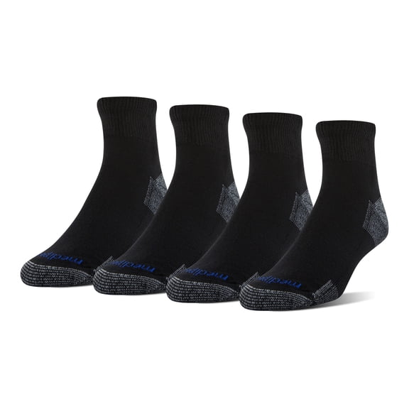 MediPeds Diabetic CoolMax Quarter Casual Socks, Large, 4 Pack