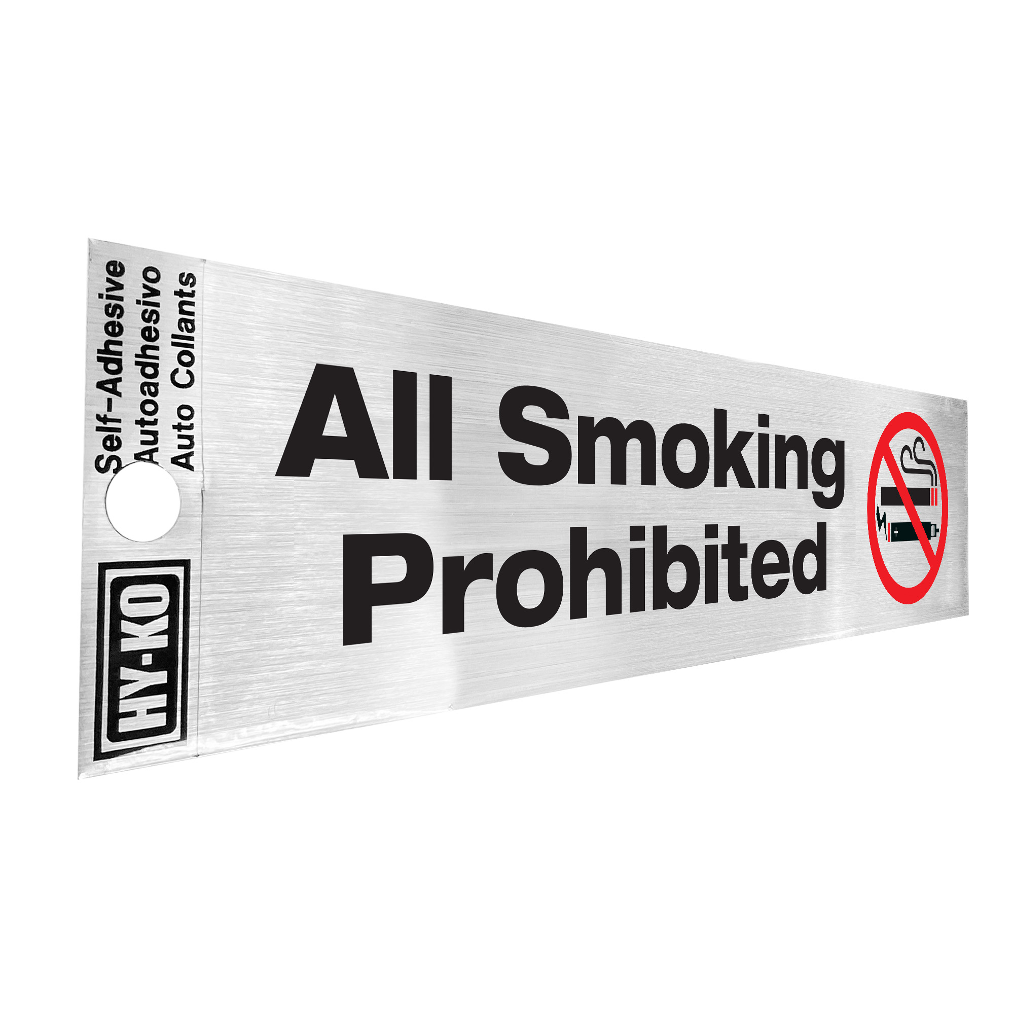 (5 pack) Hy-Ko 2" x 8" Vinyl All Smoking Prohibited Sign, Self-adhesive Sticker