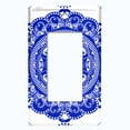 thumbnail image 5 of Metal Light Switch Plate Cover Mandala Blue White Flower Tile Pattern MDL064, 5 of 13