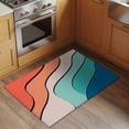 thumbnail image 2 of 2x3 Ft Entryway Area Rug, Orange Teal Ombre Kitchen Rug Runner Washable Floor Mat, Modern Moire Abstract Art Non Slip Indoor Door Mat Throw Carpet for Bathroom Living Room Bedroom, 2 of 8