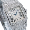 thumbnail image 6 of Pre-Owned Cartier Santos Galbée 29MM 1564 Silver Roman Dial Diamond Bezel Stainless Steel Full Diamond Bracelet, 6 of 7