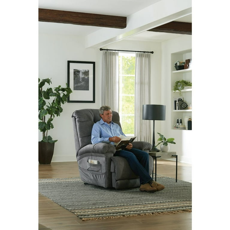 Catnapper Heavy Duty Power Lift Recliner Chair in Grey Fabric with