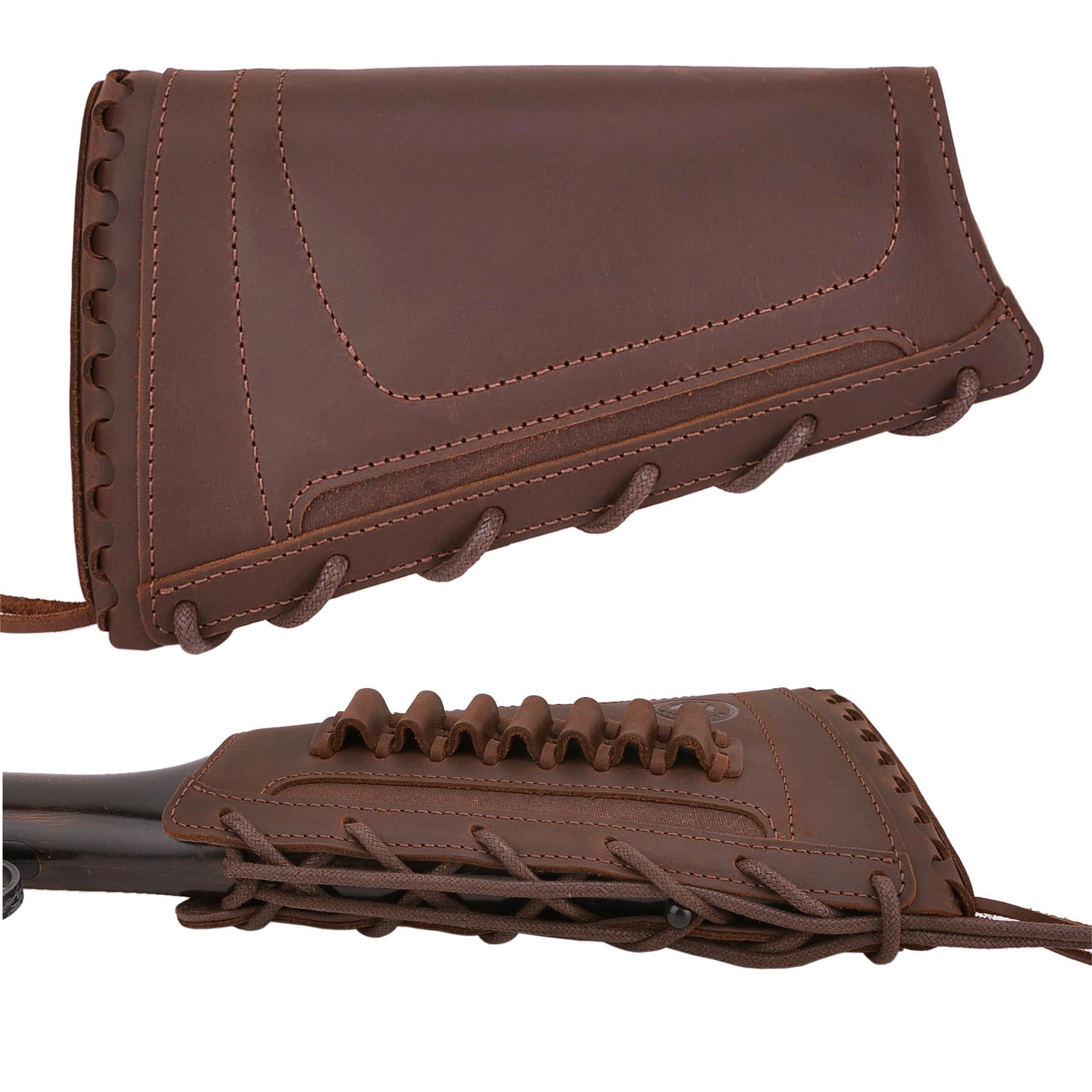 Padded Rifle Buttstock Leather Cover Sleeve with Rifle Ammo Holder for Left Handed .357 .30/30 .38