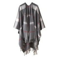 thumbnail image 1 of Women's Fashion Stripe Color Block Cloak Shawl Cardigan Warm Windproof Wrap for Autumn Spring Winter, 1 of 3