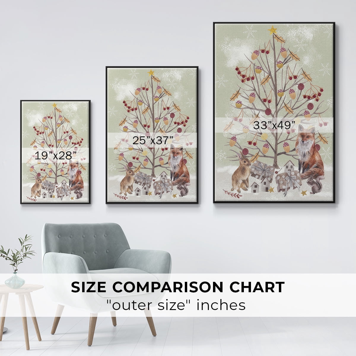 Christmas Time Collection B - Framed Gallery Wrapped Holiday Canvas - 17 x 25 - Black Frame