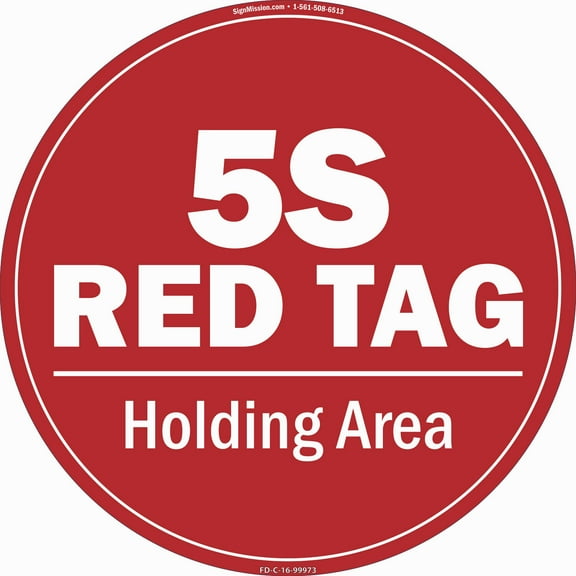 5s Red Tag Non-Slip Floor Marker | 3 Pack of 16" Circle Vinyl Decal | Protect Your Business, Work Place & Customers | Made in The USA