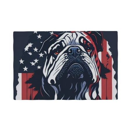 

Table Placemats Set of 4 - Bulldog with Forest Flag 12x18 In Faux Linen Double Heat Resistant Place Mats Cloth Indoor/Outdoor Placemats Washable Table Mats for Dining Kitchen Party