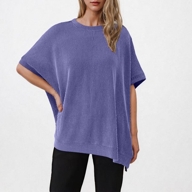 AherBiu T-Shirts Surdimensionnés pour Femmes à Col Rond, Coupe Ample, Manches Courtes, Hauts d'Été Décontractés, Doux et Confortables, Mode Printemps, T-Shirts
