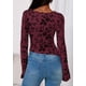 thumbnail image 5 of Blusa para Mujer PRETTYGARDEN Burdeos Floral de Malla Manga Larga XS, 5 of 9