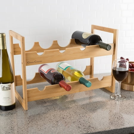 Bamboo Wine Rack 8 Bottle Tabletop Or Countertop Beverage Holder