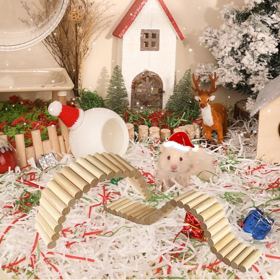 2x Wood Hamster Bridge Wooden Ladder Parrot Stand Toy Dwarf Mouse