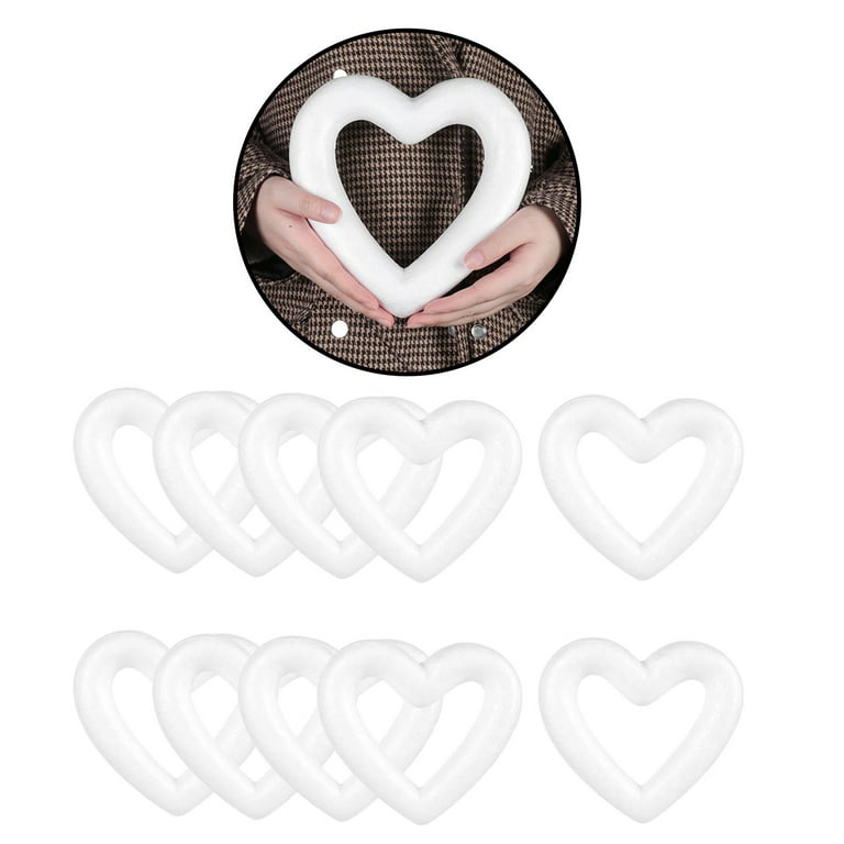 2 Pieces Heart Shaped Foam Polystyrene Foam Wreath Foam Hearts for Crafts  White Foam Heart Wreath for DIY Craft Projects and Wedding Decorations,  Valentine's Day Accessories 