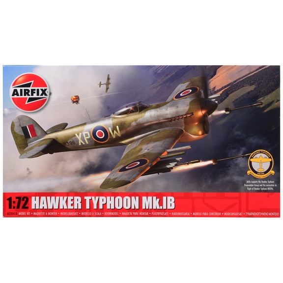 Level 1 Model Kit Hawker Typhoon Mk.IB Aircraft with 2 Scheme Options 1/72 Plastic Model Kit by Airfix
