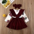 thumbnail image 6 of Qiylii Girls 3Pcs Outfit Set Flower Romper+Ruffle Suspender Skirt+Headband, 6 of 8